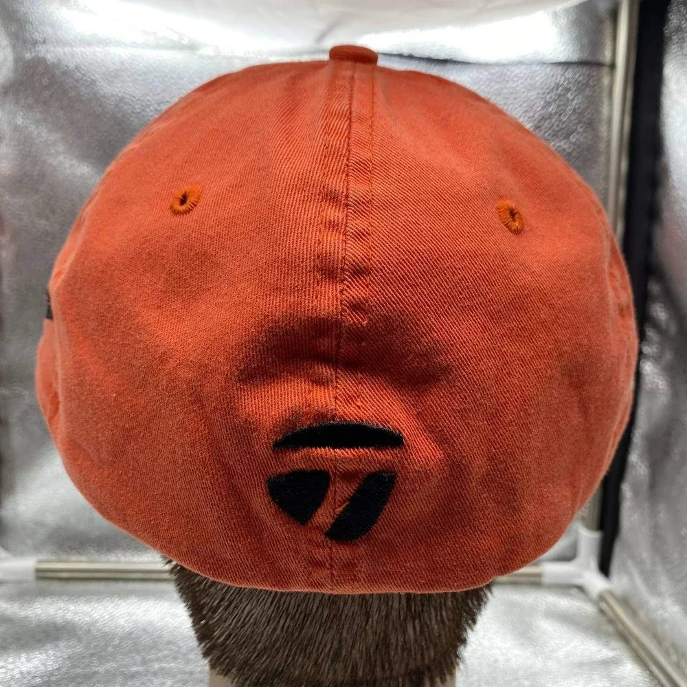 TaylorMade Golf Hat Men L/XL Orange Embroidered Logo Stretch‎ Fit Cap